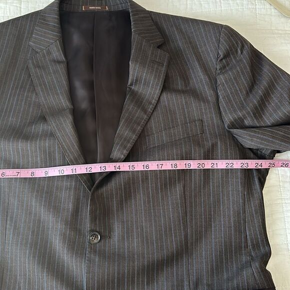 Peter Millar Sport Coat Mens Size 46L Brown Blue Stripe Blazer Jacket 100% Wool - Picture 8 of 16